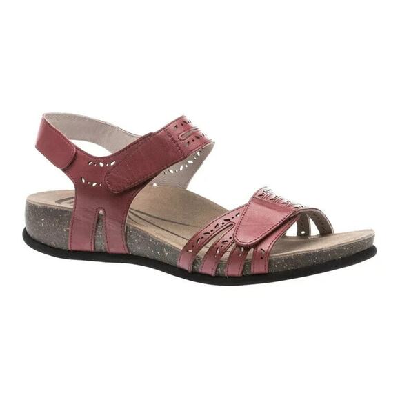 Abeo Bijou Sandal Open Toe Red Wedge Leather Hook and Loop WP 9.5 - Picture 1 of 8